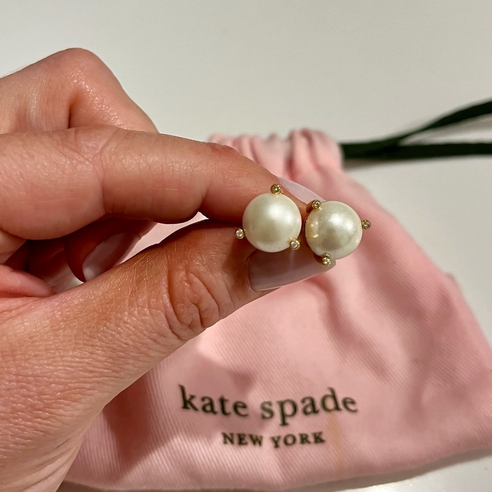 Kate Spade Gold-Tone White Pearl Stud Earrings